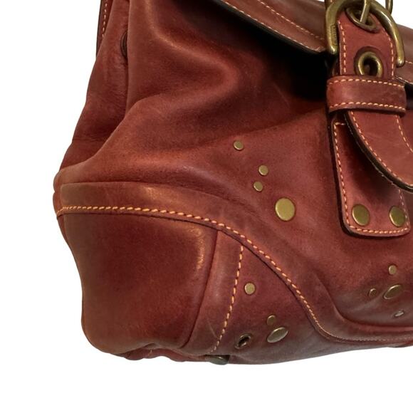 Rare Vintage Limited Edition Coach Burgundy Studded Expandable Soho Satchel 9642 - Picture 2 of 14